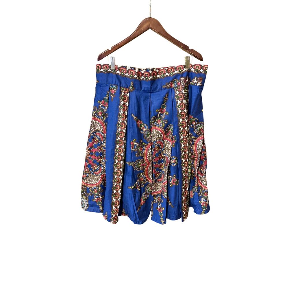 Handmade blue boho print knee length plus size dress bohemian moroccan indie